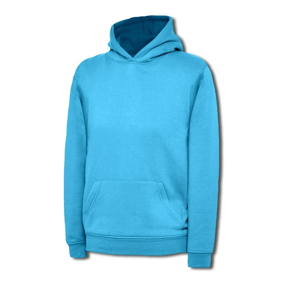 Uneek - Childrens/Kids Hooded Sweatshirt/Jumper - 50% Polyester 50% Cotton - Sapphire Blue - Size 9/10 YRS