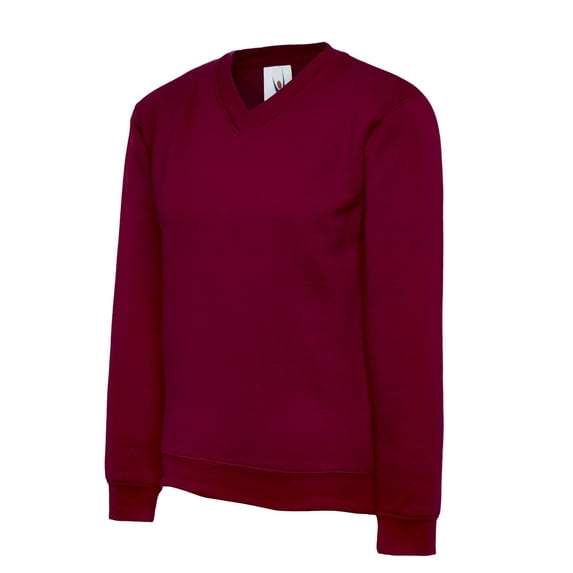 Uneek - Childrens/Kids V Neck Sweatshirt/Jumper - 50% Polyester 50% Cotton - Maroon - Size 7/8 YRS