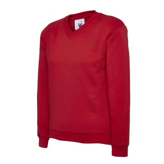 Uneek - Childrens/Kids V Neck Sweatshirt/Jumper - 50% Polyester 50% Cotton - Red - Size 5/6 YRS