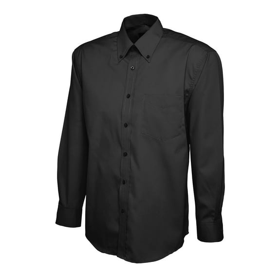Uneek - Men's Pinpoint Oxford Full Sleeve Shirt - Long Sleeve - Black - Size 16.5