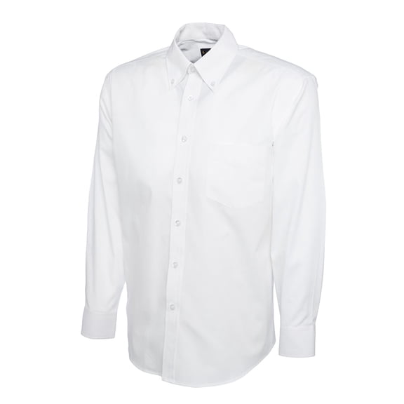 Uneek - Men's Pinpoint Oxford Full Sleeve Shirt - Long Sleeve - White - Size 18.5