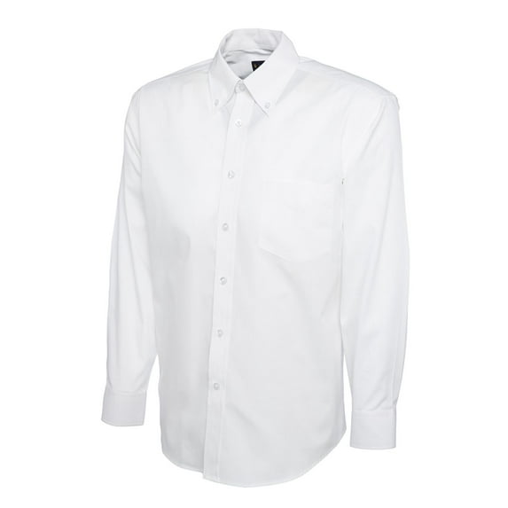 Uneek - Men's Pinpoint Oxford Full Sleeve Shirt - Long Sleeve - White - Size 18.5