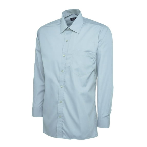 Uneek - Men's Poplin Full Sleeve Shirt - Long Sleeve - Light Blue - Size 15.5
