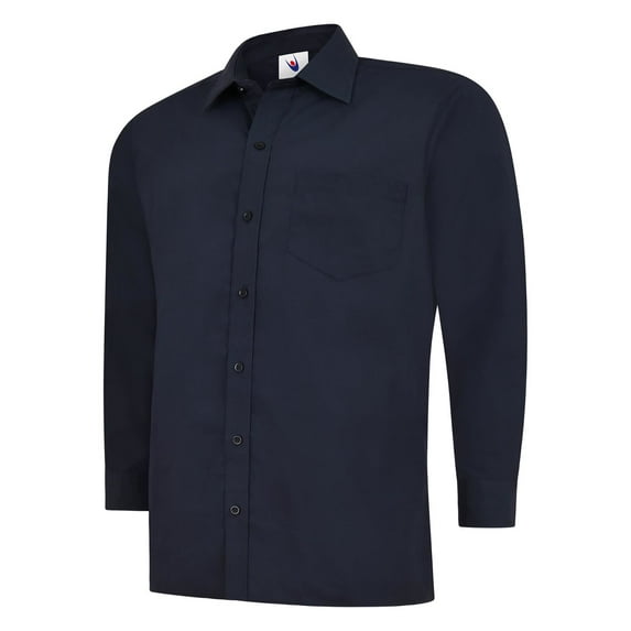 Uneek - Men's Poplin Full Sleeve Shirt - Long Sleeve - Navy - Size 15