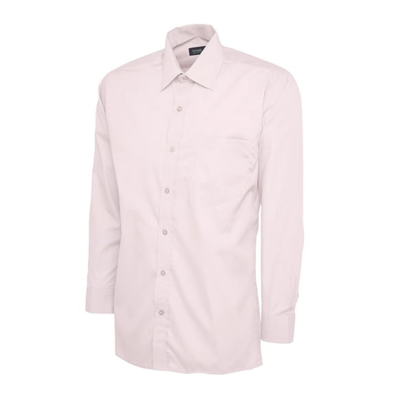 Uneek - Men's Poplin Full Sleeve Shirt - Long Sleeve - Pink - Size 15.5