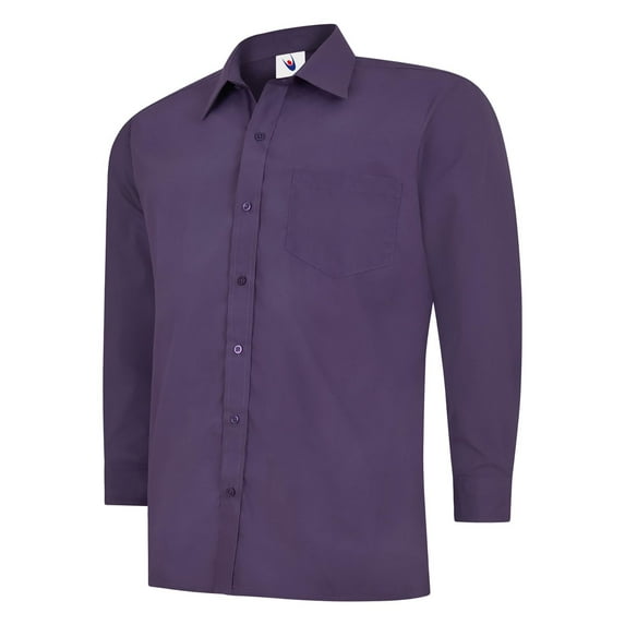 Uneek - Men's Poplin Full Sleeve Shirt - Long Sleeve - Purple - Size 19.5