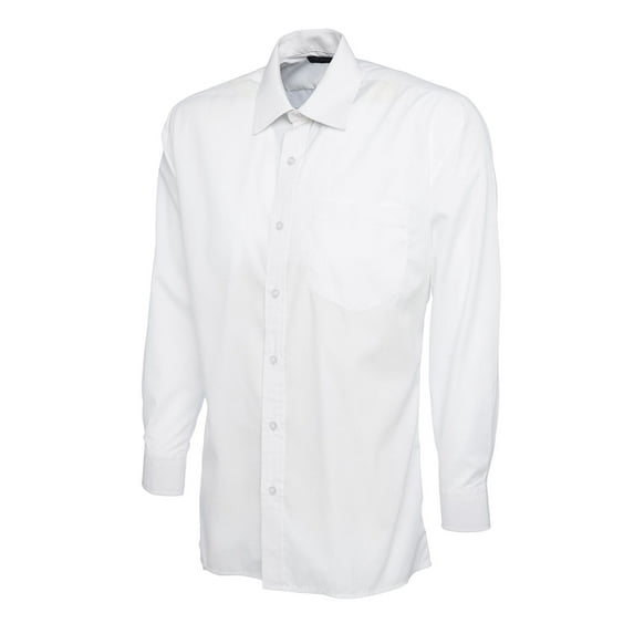 Uneek - Men's Poplin Full Sleeve Shirt - Long Sleeve - White - Size 19.5
