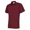 thumbnail image 1 of Uneek - Men's Poplin Half Sleeve Shirt - 65% Polyester 35% Cotton Poplin - Burgundy - Size 19.5, 1 of 1