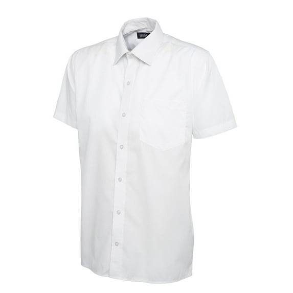 Uneek - Men's Poplin Half Sleeve Shirt - 65% Polyester 35% Cotton Poplin - White - Size 18.5