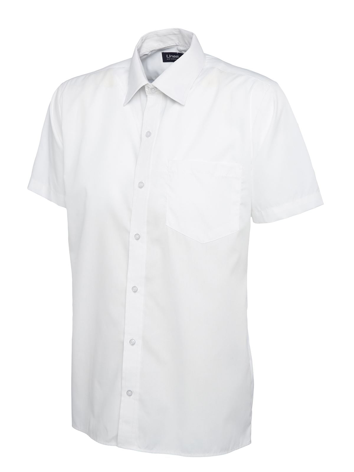 Uneek - Men's Poplin Half Sleeve Shirt - 65% Polyester 35% Cotton Poplin -  White - Size 19.5 - Walmart.com