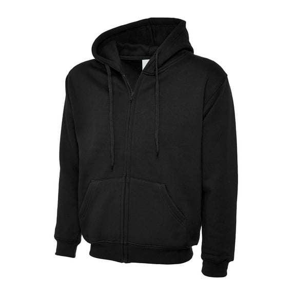 Uneek - Unisex Adults Classic Full Zip Hooded Sweatshirt/Jumper - 50% Polyester 50% Cotton - Black - Size XL