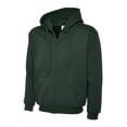 thumbnail image 1 of Uneek - Unisex Adults Classic Full Zip Hooded Sweatshirt/Jumper - 50% Polyester 50% Cotton - Bottle Green - Size 3XL, 1 of 1