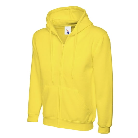 Uneek - Unisex Adults Classic Full Zip Hooded Sweatshirt/Jumper - 50% Polyester 50% Cotton - Yellow - Size M