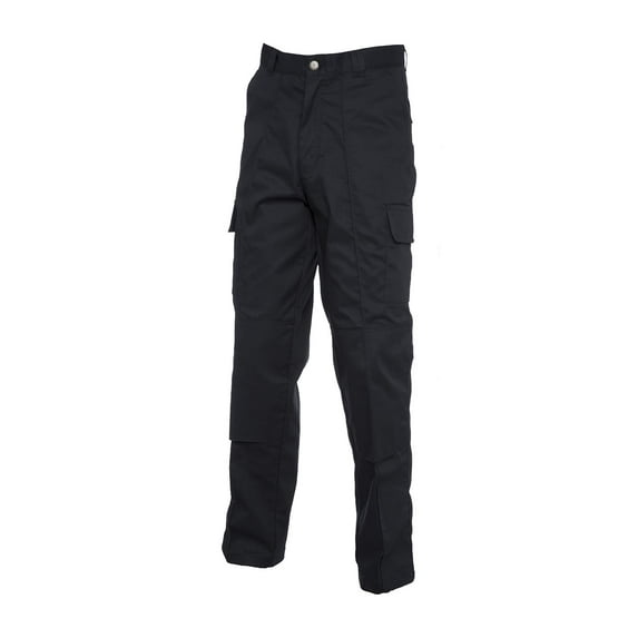 Uneek - Unisex Cargo Trouser with Knee Pad Pockets Long - 65% Polyester 35% Cotton - Black - Size 38