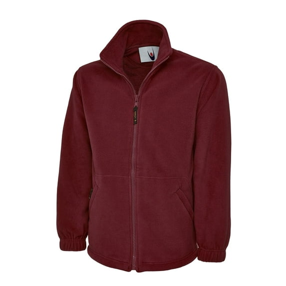 Uneek - Unisex Classic Full Zip Micro Fleece Jacket - Half Moon Yoke - Maroon - Size XS