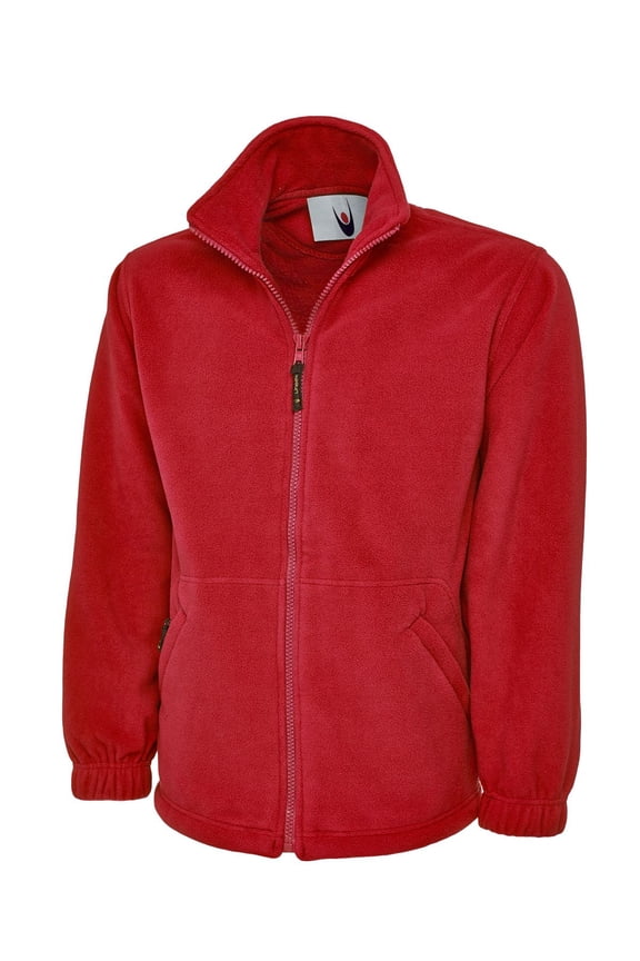 Uneek - Unisex Classic Full Zip Micro Fleece Jacket - Half Moon Yoke - Red - Size XL