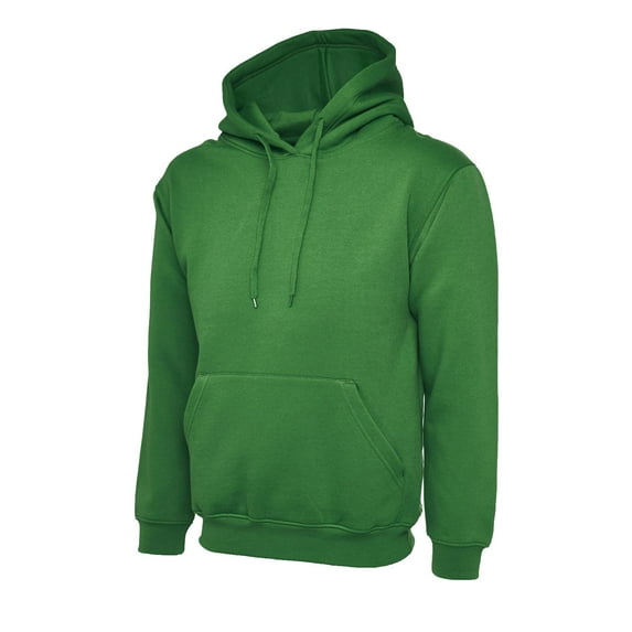 Uneek - Unisex Classic Hooded Sweatshirt/Jumper - 50% Polyester 50% Cotton - Kelly Green - Size XS