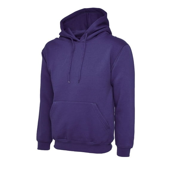 Uneek - Unisex Classic Hooded Sweatshirt/Jumper - 50% Polyester 50% Cotton - Purple - Size 2XL