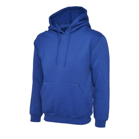 Uneek - Unisex Classic Hooded Sweatshirt/Jumper - 50% Polyester 50% Cotton - Royal - Size 2XL
