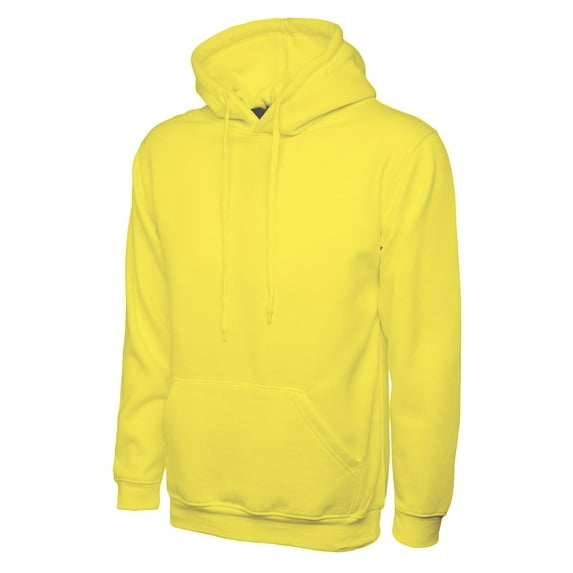 Uneek - Unisex Classic Hooded Sweatshirt/Jumper - 50% Polyester 50% Cotton - Yellow - Size L