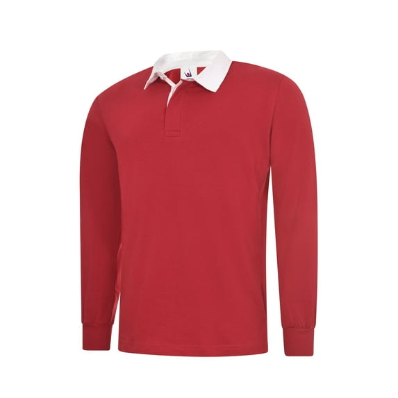 Uneek - Unisex Classic Rugby Shirt - Reactive Dyed - Red - Size M