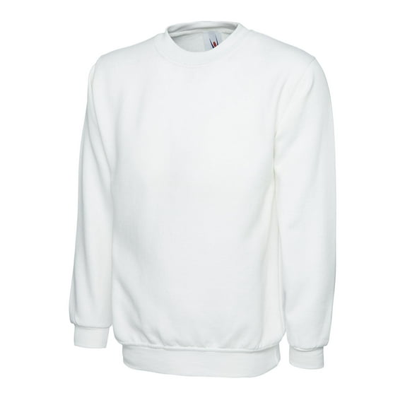 Uneek - Unisex Classic Sweatshirt/Jumper - 50% Polyester 50% Cotton - White - Size S