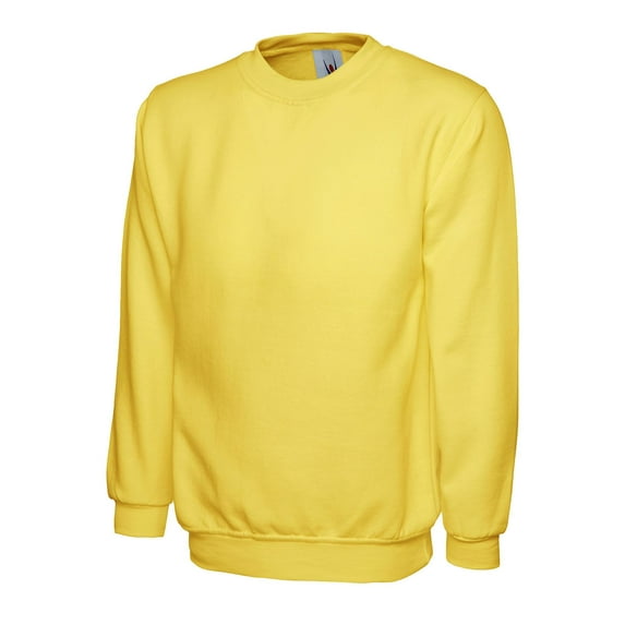 Uneek - Unisex Classic Sweatshirt/Jumper - 50% Polyester 50% Cotton - Yellow - Size XS