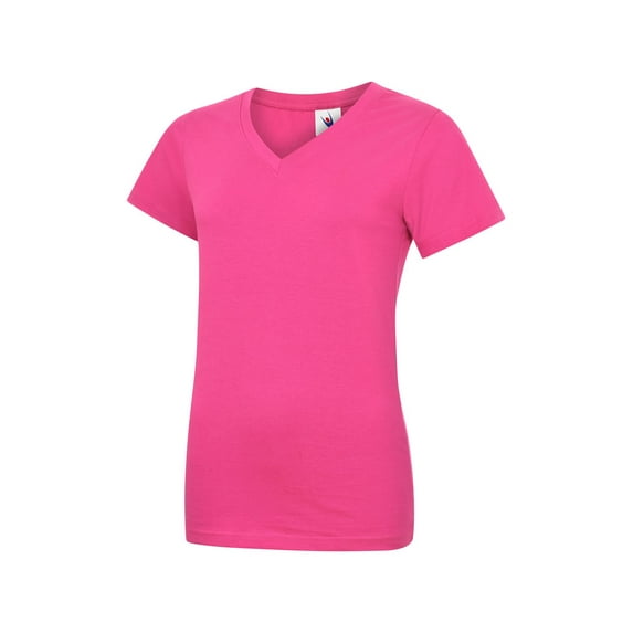 Uneek - Unisex Classic V Neck T Shirt - Reactive Dyed - Hot Pink - Size M