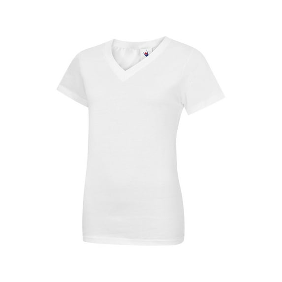 Uneek - Unisex Classic V Neck T Shirt - Reactive Dyed - White - Size M