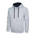 thumbnail image 1 of Uneek - Unisex Contrast Hooded Sweatshirt/Jumper - 50% Polyester 50% Cotton - Heather Grey/Navy - Size M, 1 of 1