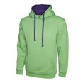 thumbnail image 1 of Uneek - Unisex Contrast Hooded Sweatshirt/Jumper - 50% Polyester 50% Cotton - Lime/Purple - Size 4XL, 1 of 1