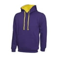 thumbnail image 1 of Uneek - Unisex Contrast Hooded Sweatshirt/Jumper - 50% Polyester 50% Cotton - Purple/Yellow - Size 4XL, 1 of 4