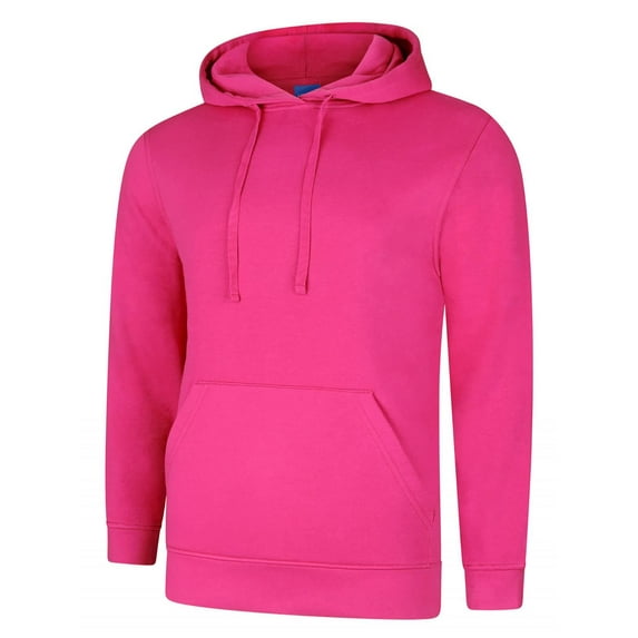 Uneek - Unisex Deluxe Hooded Sweatshirt/Jumper - 60% Ring Spun Combed Cotton 40% Polyester - Hot Pink - Size 2XL