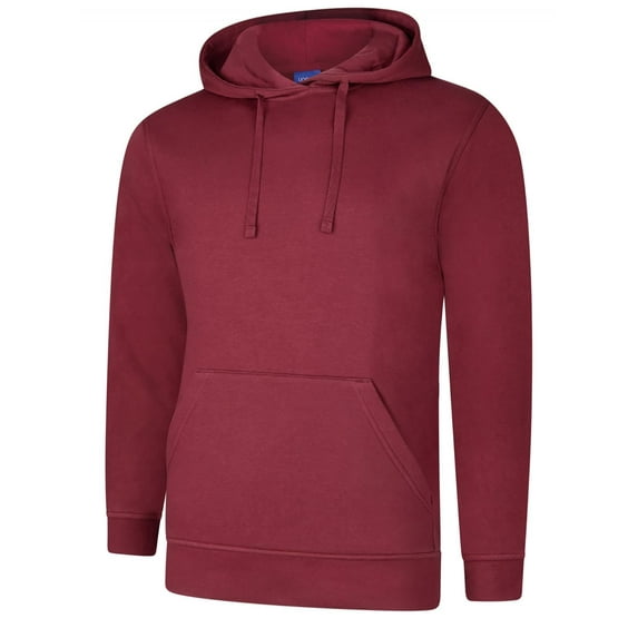 Uneek - Unisex Deluxe Hooded Sweatshirt/Jumper - 60% Ring Spun Combed Cotton 40% Polyester - Maroon - Size L