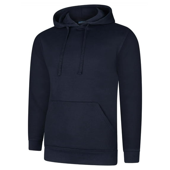 Uneek - Unisex Deluxe Hooded Sweatshirt/Jumper - 60% Ring Spun Combed Cotton 40% Polyester - Navy - Size XL