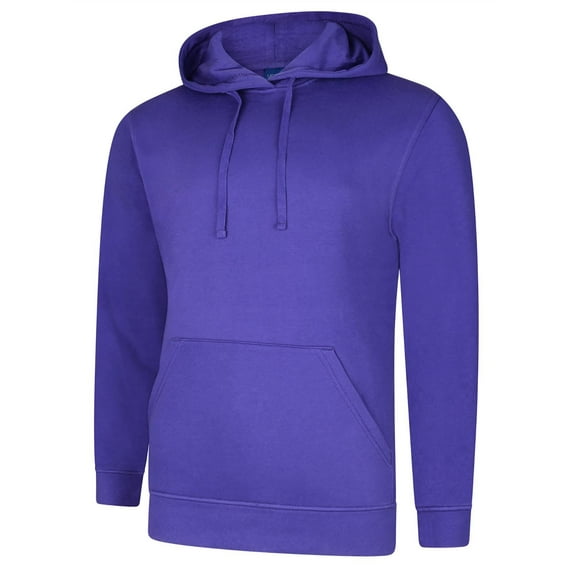 Uneek - Unisex Deluxe Hooded Sweatshirt/Jumper - 60% Ring Spun Combed Cotton 40% Polyester - Purple - Size 4XL