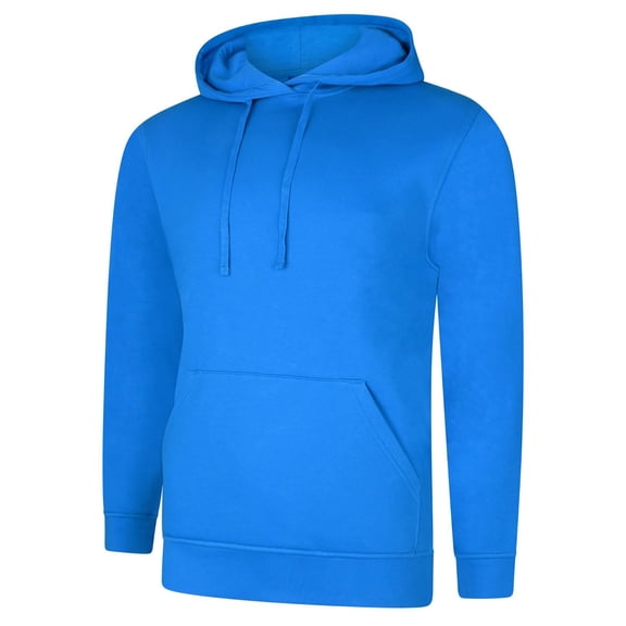 Uneek - Unisex Deluxe Hooded Sweatshirt/Jumper - 60% Ring Spun Combed Cotton 40% Polyester - Tropical Blue - Size S