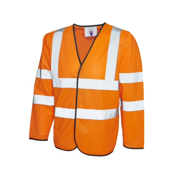 Uneek - Unisex Long Sleeve Safety Waist Coat - Long Sleeve - Orange - Size 3XL