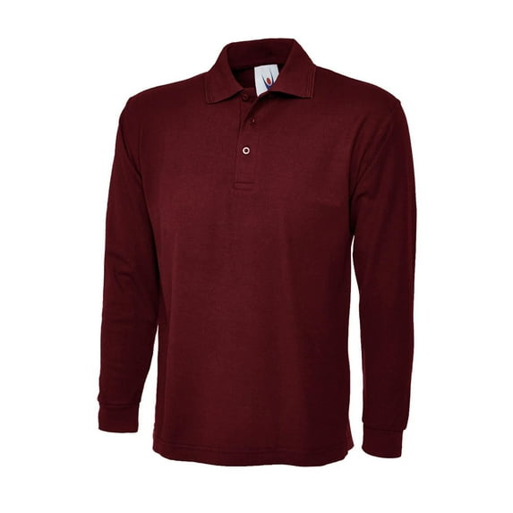 Uneek - Unisex Longsleeve Poloshirt - 50% Polyester 50% Cotton - Maroon - Size M