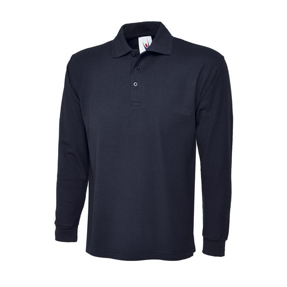 Uneek - Unisex Longsleeve Poloshirt - 50% Polyester 50% Cotton - Navy - Size 3XL