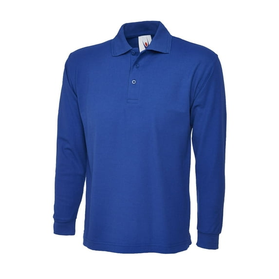 Uneek - Unisex Longsleeve Poloshirt - 50% Polyester 50% Cotton - Royal - Size 4XL