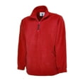 thumbnail image 1 of Uneek - Unisex Premium 1/4 Zip Micro Fleece Jacket - Half Moon Yoke - Red - Size M, 1 of 1