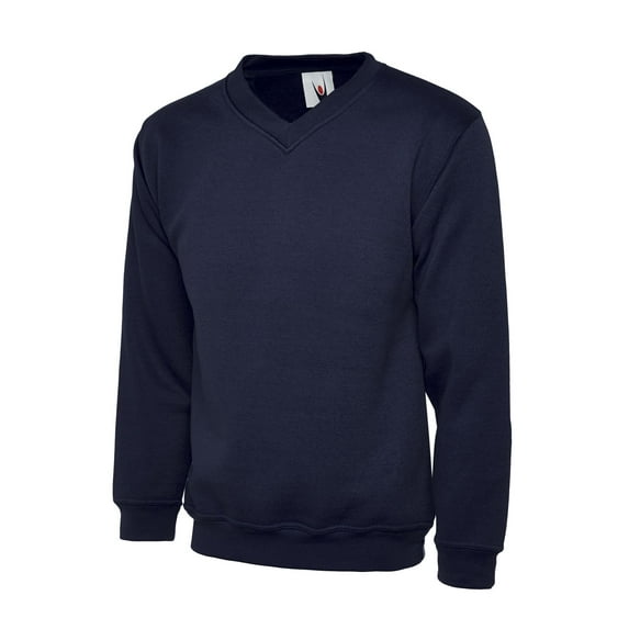 Uneek - Unisex Premium V-Neck Sweatshirt/Jumper - 50% Polyester 50% Cotton - Navy - Size 4XL