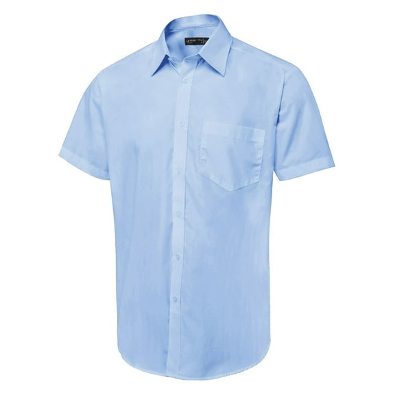 Uneek - Unisex Short Sleeve Poplin Shirt - 65% Polyester 35% Cotton - Light Blue - Size 17