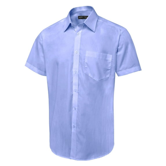 Uneek - Unisex Short Sleeve Poplin Shirt - 65% Polyester 35% Cotton - Mid Blue - Size 18.5