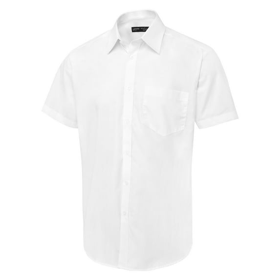 Uneek - Unisex Short Sleeve Poplin Shirt - 65% Polyester 35% Cotton - White - Size 14.5