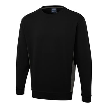 Uneek - Unisex Two Tone Crew New Sweatshirt/Jumper - 60% Cotton 40% Polyester - Black/Charcoal - Size S