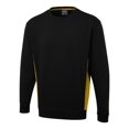 thumbnail image 1 of Uneek - Unisex Two Tone Crew New Sweatshirt/Jumper - 60% Cotton 40% Polyester - Black/Yellow - Size XS, 1 of 1