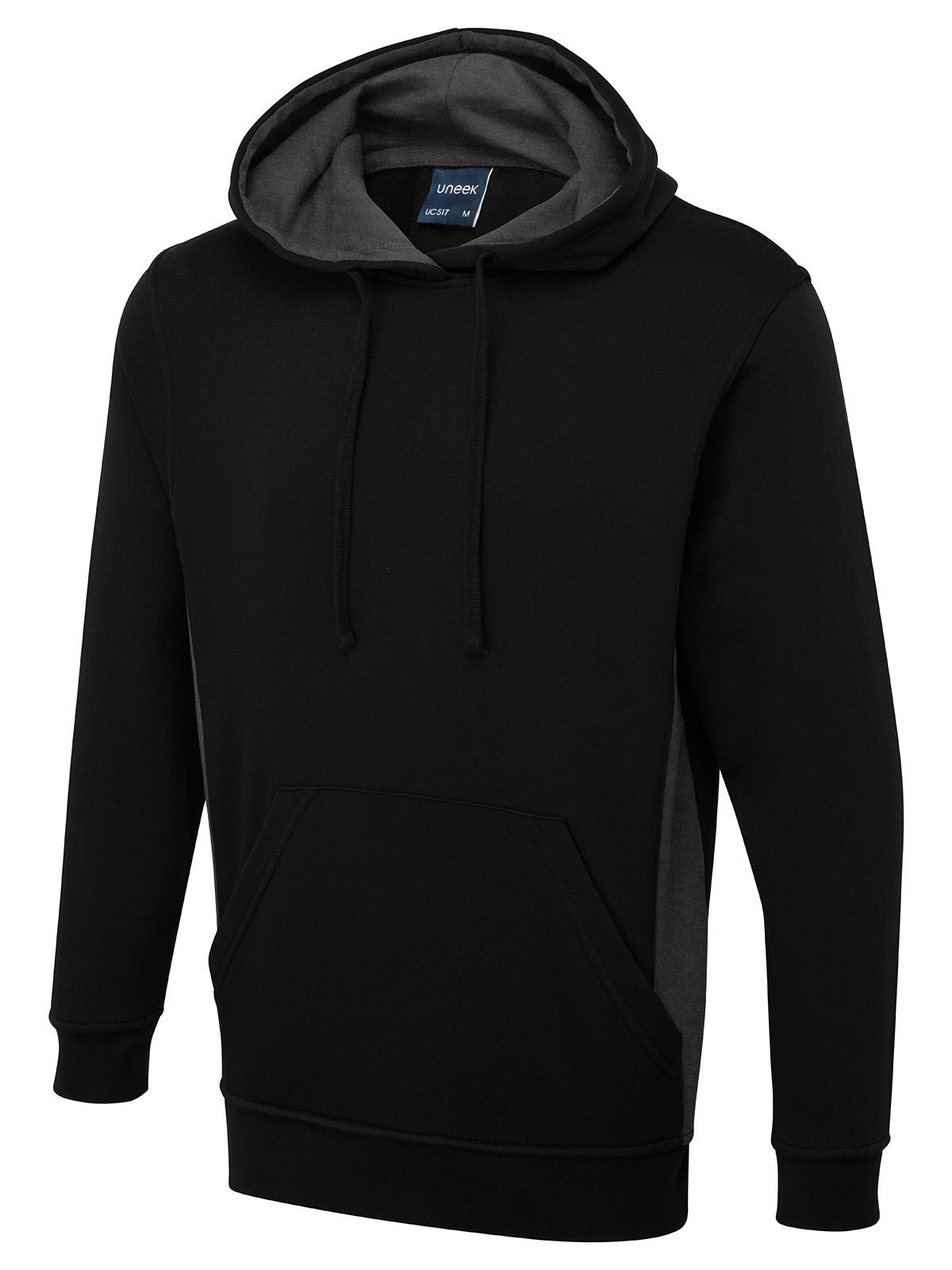 Uneek - Unisex Two Tone Hooded Sweatshirt/Jumper - 60% Cotton 40 