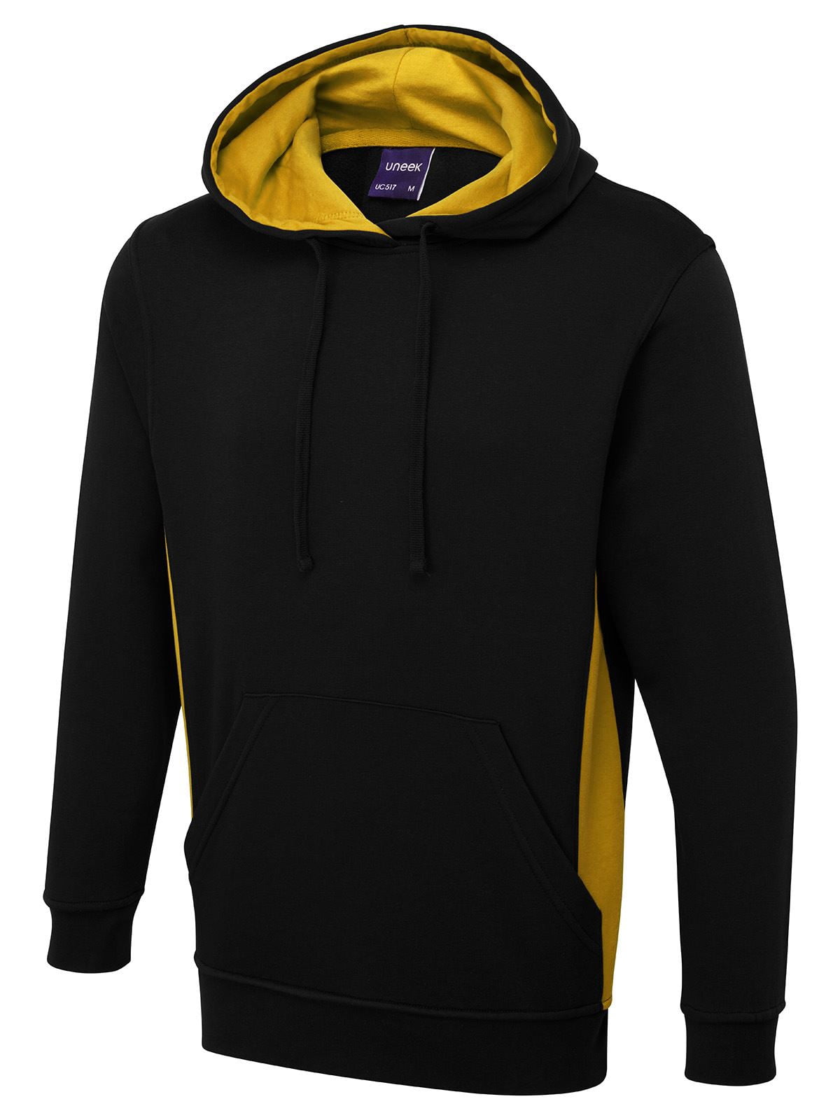 Uneek - Unisex Two Tone Hooded Sweatshirt/Jumper - 60% Cotton 40 